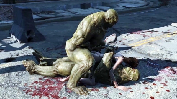 Fallout 4: Огромные зеленые монстры рвут героиню двойным проникновением в пизду и жопу! Топ HD порно